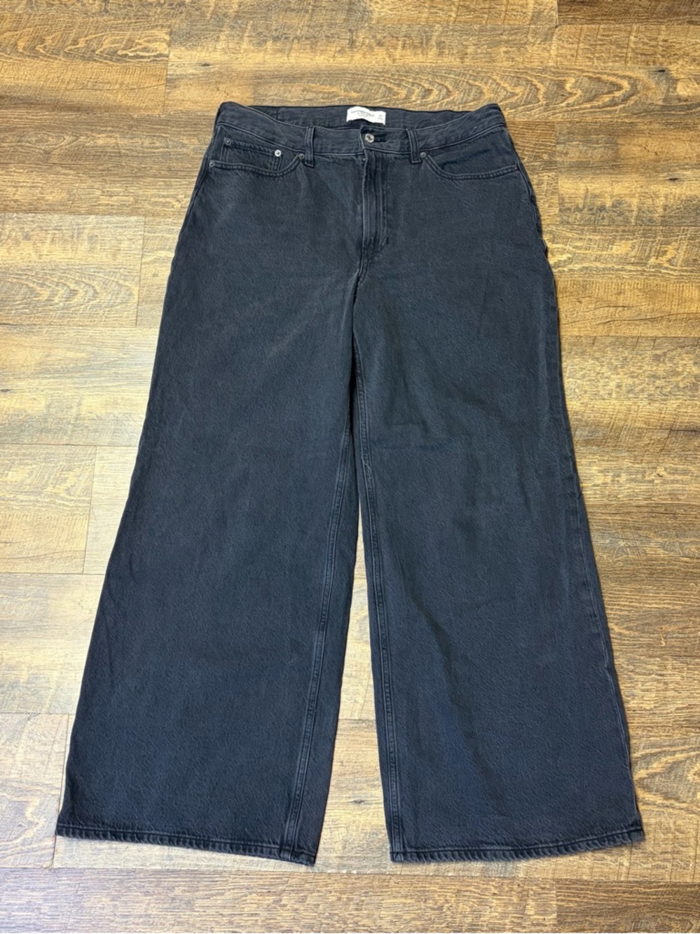 Abercrombie & Fitch The Wide Leg High Rise Jeans Womens 31 Black Denim Baggy
